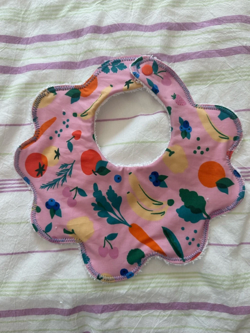 Pink Floral Fruit & Veggie Baby Bib